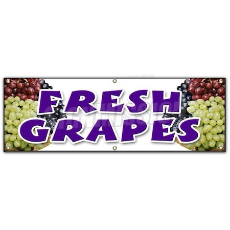 Signmission FRESH GRAPES BANNER SIGN organic picked white purple red green local B-72 Fresh Grapes